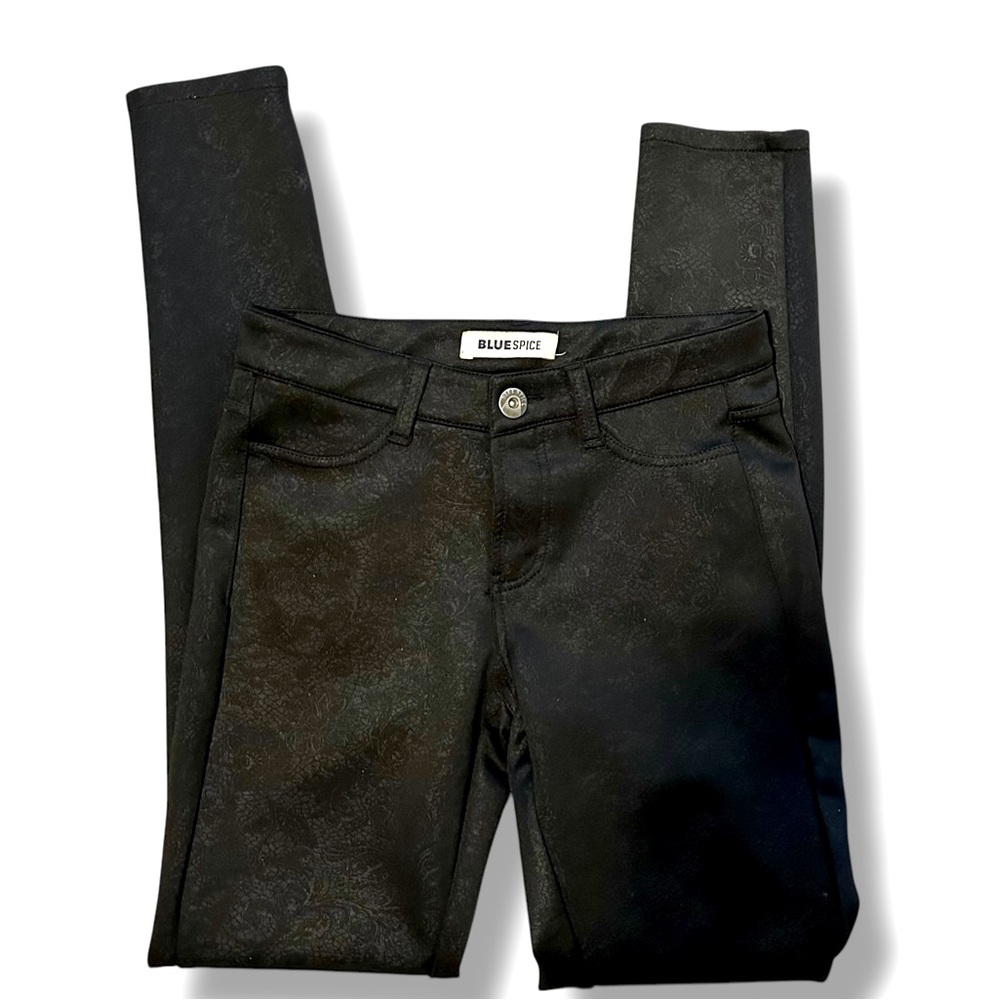 Blue Spice Black Paisley Lace Floral Design Women’s Jeans Dress Pants Size 3